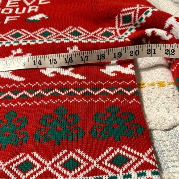 Ugly Christmas Sweater by Smart Living Believe in Your Elf Knit Fairisle Red Med - Picture 6 of 8